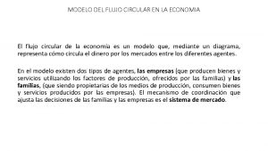 MODELO DEL FLUJO CIRCULAR EN LA ECONOMIA El