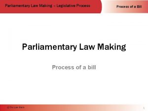 Parliamentary Law Making Legislative Process of a Bill