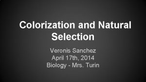 Colorization and Natural Selection Veronis Sanchez April 17