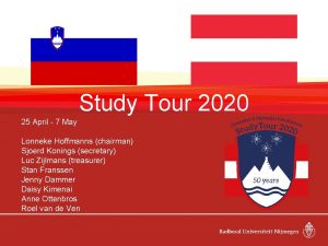 Study Tour 2020 25 April 7 May Lonneke