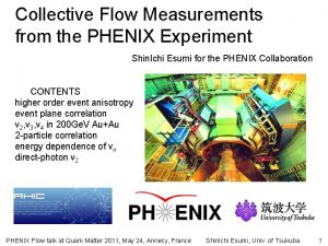 Collective Flow Measurements from the PHENIX Experiment Shin