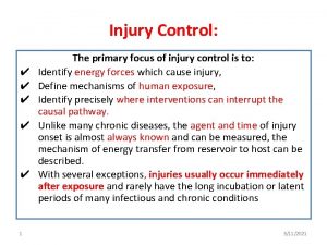 Injury Control 1 The primary focus of injury