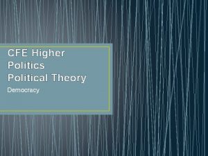 CFE Higher Politics Political Theory Democracy Democracy The