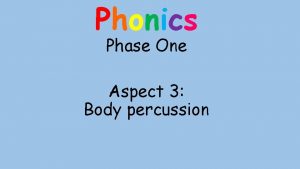 Phonics Phase One Aspect 3 Body percussion Aspect