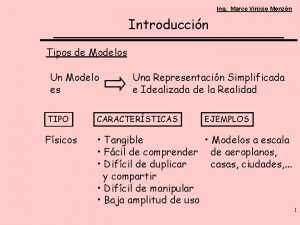 Ing Marco Vinicio Monzn Introduccin Tipos de Modelos