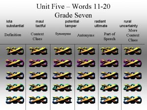 Unit Five Words 11 20 Grade Seven iota