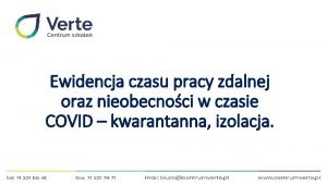 Ewidencja czasu pracy zdalnej oraz nieobecnoci w czasie