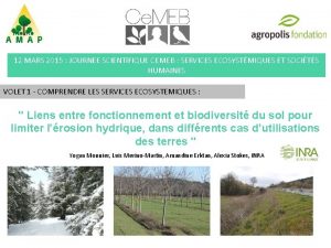 12 MARS 2015 JOURNEE SCIENTIFIQUE CEMEB SERVICES ECOSYSTMIQUES