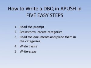 How to Write a DBQ in APUSH in