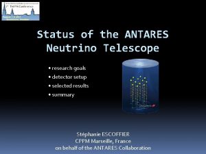 Status of the ANTARES Neutrino Telescope research goals