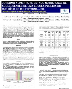 CONSUMO ALIMENTAR E ESTADO NUTRICIONAL DE ADOLESCENTES DE