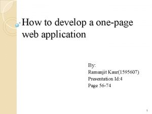 How to develop a onepage web application By
