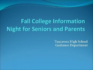 Fall College Information Night for Seniors and Parents