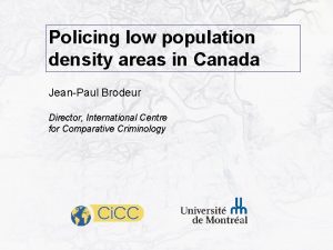 Policing low population density areas in Canada JeanPaul