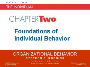 Chapter 2 Foundations of Individual Behavior ORGANIZATIONAL BEHAVIOR