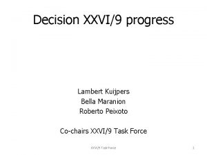 Decision XXVI9 progress Lambert Kuijpers Bella Maranion Roberto