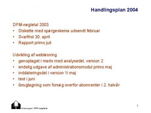 Handlingsplan 2004 DFMngletal 2003 Diskette med sprgeskema udsendt