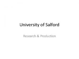 University of Salford Research Production Using Social Media