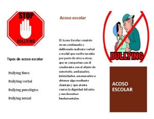 Acoso escolar Tipos de acoso escolar Bullying fsico