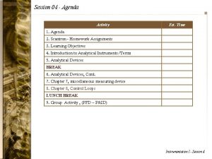 Session 04 Agenda Activity Est Time 1 Agenda