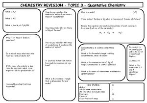 CHEMISTRY REVISION TOPIC 3 Quantative Chemistry What is