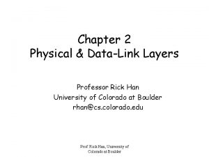 Chapter 2 Physical DataLink Layers Professor Rick Han