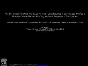 PKPD Assessment of the AntiCD 20 Antibody Obinutuzumab