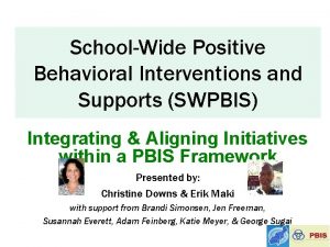 SchoolWide Positive Behavioral Interventions and Supports SWPBIS Integrating