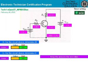 Electronic Technician Certification Program Timer Warning setting Tech