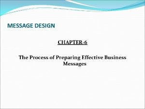 MESSAGE DESIGN CHAPTER6 The Process of Preparing Effective