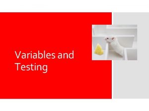 Variables and Testing Variables are anything that can