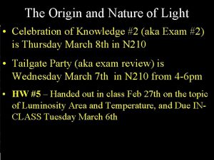 The Origin and Nature of Light Celebration of