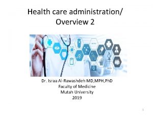 Health care administration Overview 2 Dr Israa AlRawashdeh