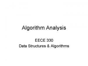 Algorithm Analysis EECE 330 Data Structures Algorithms Algorithm