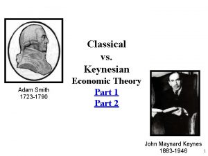 Classical vs Keynesian Adam Smith 1723 1790 Economic
