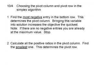 104 Choosing the pivot column and pivot row