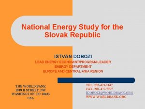 National Energy Study for the Slovak Republic ISTVAN