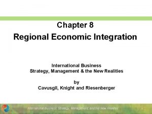 Chapter 8 Regional Economic Integration International Business Strategy