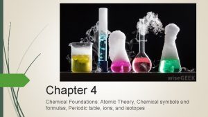 Chapter 4 Chemical Foundations Atomic Theory Chemical symbols