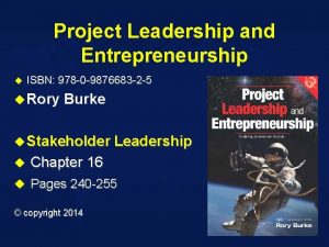 Project Leadership and Entrepreneurship u ISBN 978 0