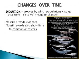 CHANGES OVER TIME EVOLUTION process by which populations