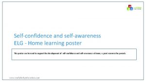 Selfconfidence and selfawareness ELG Home learning poster This