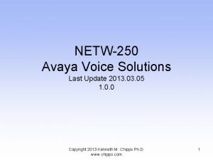 NETW250 Avaya Voice Solutions Last Update 2013 05