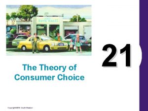 The Theory of Consumer Choice Copyright 2004 SouthWestern