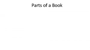 Parts of a Book Vocabulary for Parts of