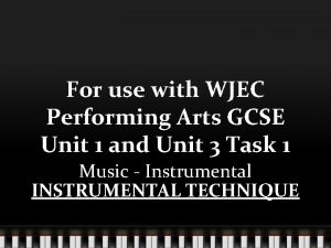For use with WJEC Performing Arts GCSE Unit