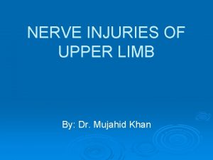 NERVE INJURIES OF UPPER LIMB By Dr Mujahid