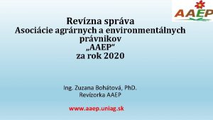 Revzna sprva Asocicie agrrnych a environmentlnych prvnikov AAEP