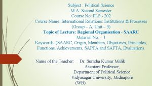 Subject Political Science M A Second Semester Course