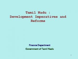 Tamil Nadu Development Imperatives and Reforms Finance Department